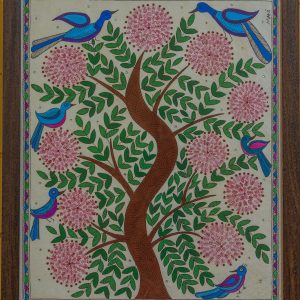 PEACOCKS-ON-THE-RED-COTTON-BLOSSOMING-TREE-24-X-20-scaled